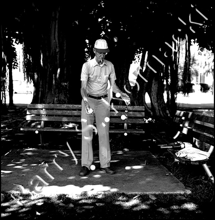 Juggler, black and white photograph