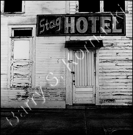 Stag Hotel, black and white photograph